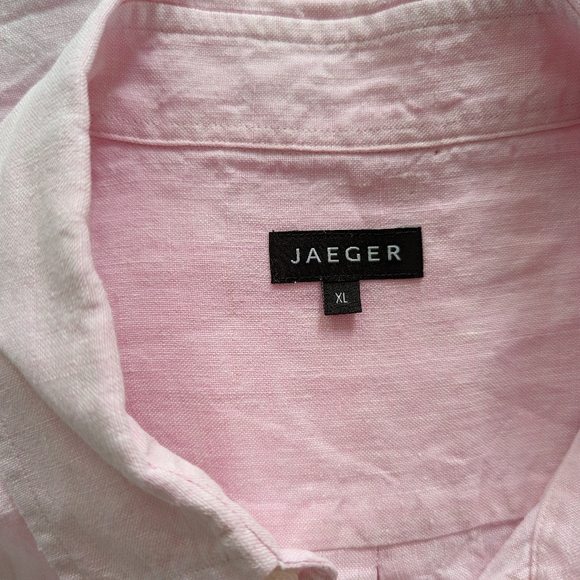 Jaeger Pink 100% Linen Summer Shirt Mens Size XL Short Sleeve - Picture 6 of 7